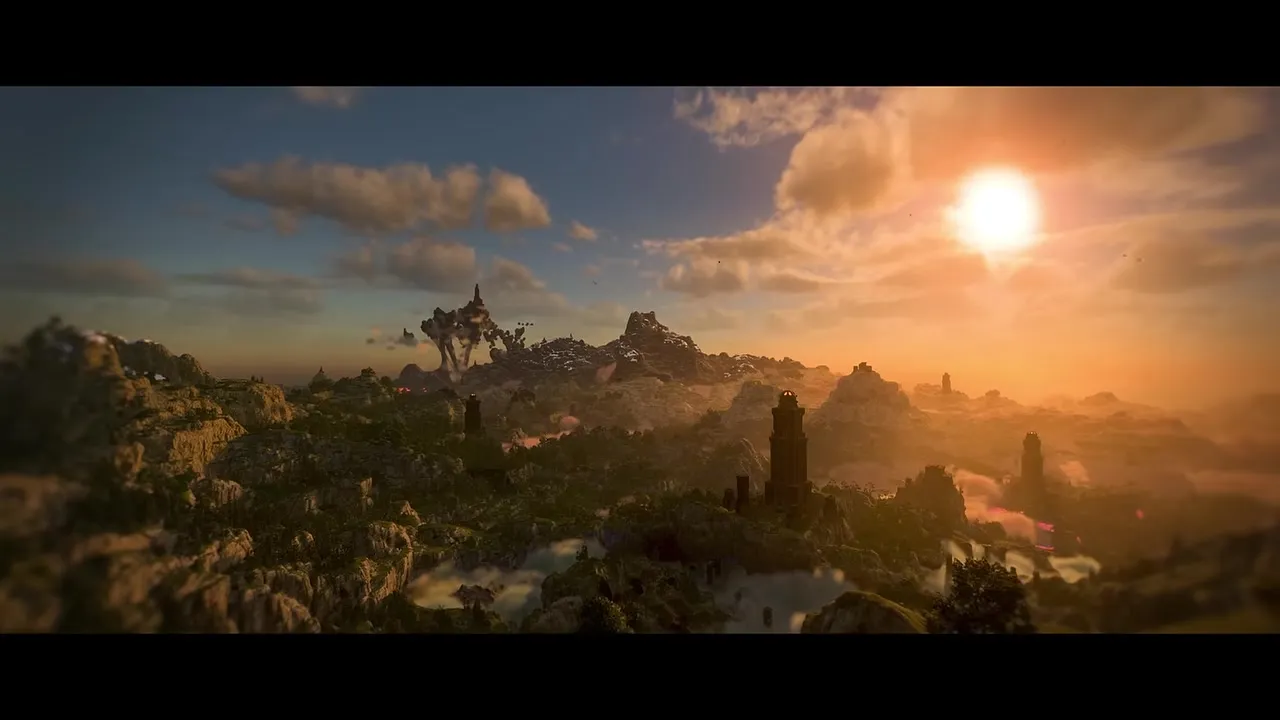 The highland plateau at first light — open rock, ancient spires, and morning mist (© Keen Games)