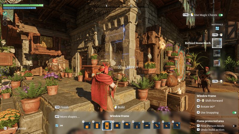 An interior stone building in construction mode — Enshrouded, © Keen Games